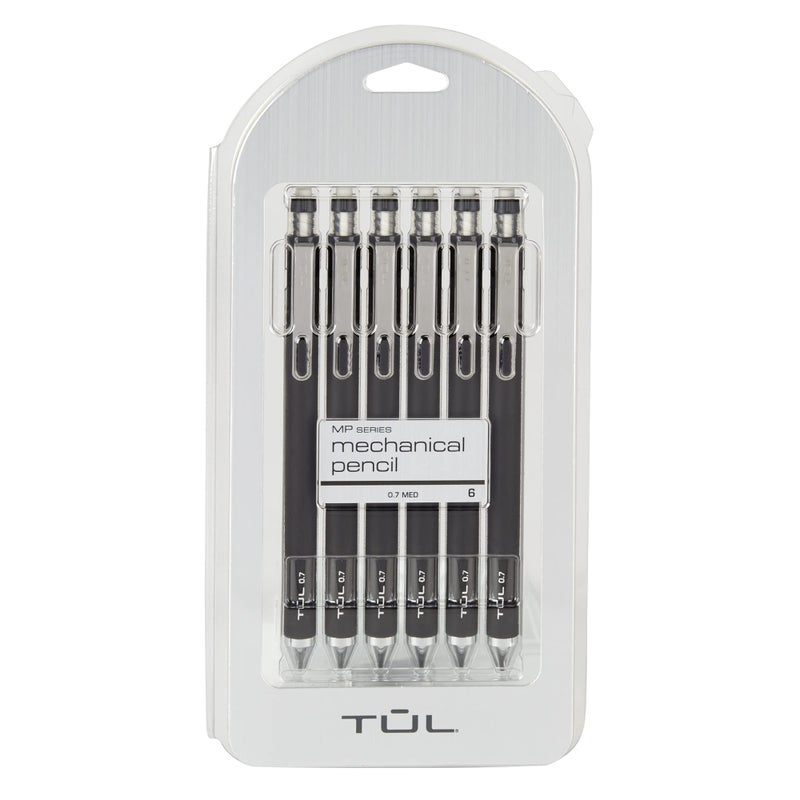 TULÂ® Mechanical Pencils, 0.7 mm, Black Barrels, Pack of 6 Pencils - Image 1